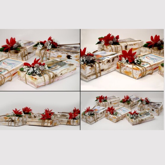 Rustic Christmas Holiday Floral Arrangement Centerpiece, Upcycled, Books, Shabby - Picture 6 of 8